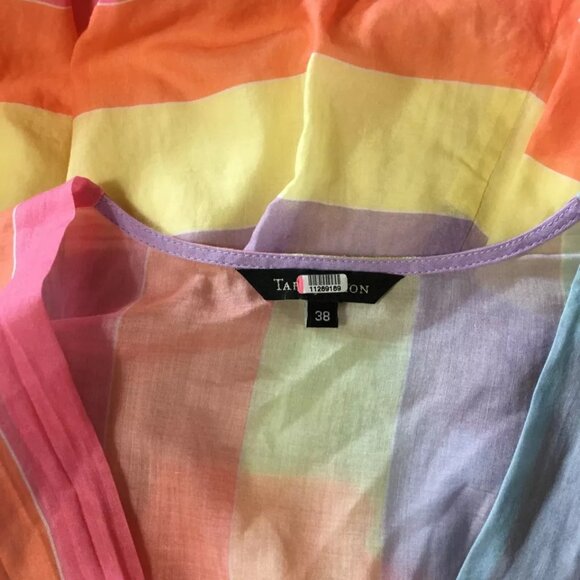 Tara Jarmon Pastel Muliticolor Striped Midi Dress Size 38 US Med. - Picture 6 of 7